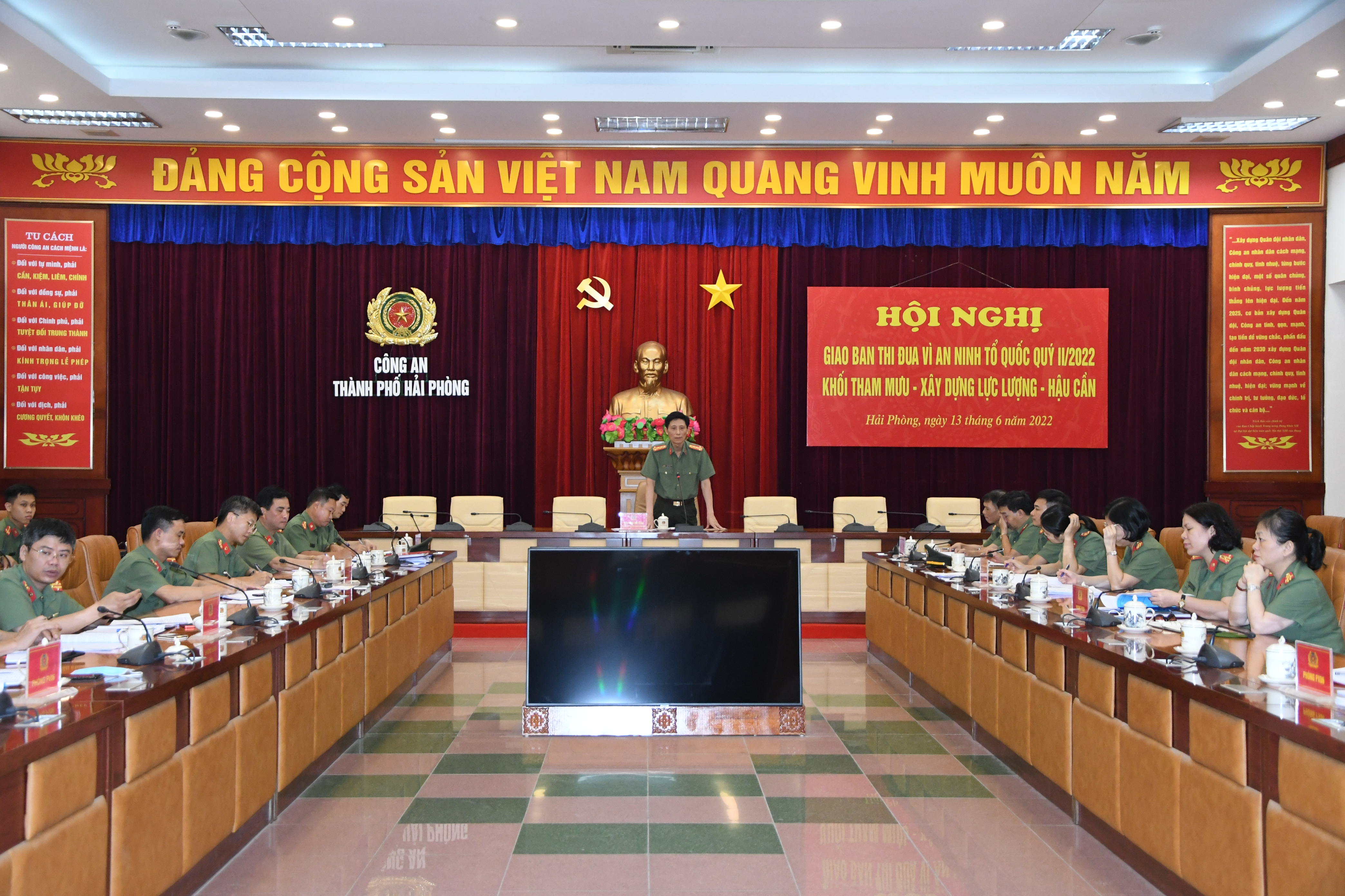 Khối Tham mưu – Xây dựng lực lượng – Hậu cần CATP: Giao ban thi đua “Vì ANTQ” quý 2 năm 2022